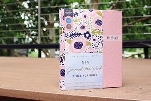NIV, JOURNAL THE WORD BIBLE FOR GIRLS, DOUBLE-COLUMN, HARDCOVER, PINK, MAGNETIC CLOSURE, RED LETTER, COMFORT PRINT: REFLECT, TAKE NOTES, OR CREATE ART NEXT TO YOUR FAVORITE VERSES