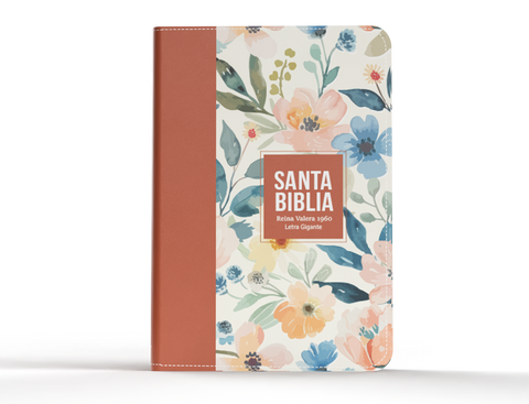 Image of BIBLIA RVR 1960 LETRA GIGANTE 14 PUNTOS SIMIL PIEL FLORES TERRACOTA