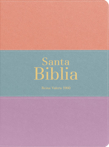 Image of BIBLIA RVR 1960 BOLSILLO SIMIL PIEL TRICOLOR PALO ROSA CELESTE LILA