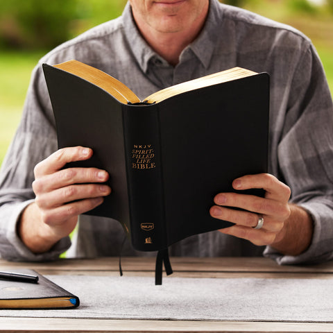Image of NKJV, Spirit-Filled Life Bible, Third Edition, Genuine Leather, Black, Thumb Indexed, Red Letter, Comfort Print