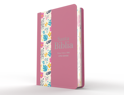 Image of BIBLIA RVR 1960 LETRA GRANDE TAMANO MANUAL SIMIL PIEL DUOTONE ROSA OSCURO FLORES