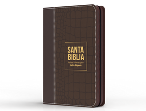 Biblia RVR 1960 Letra Gigante 14 puntos Símil Piel Marrón con Cierre e Índice