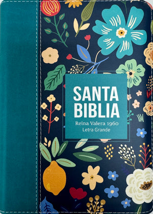 Biblia RVR 1960 Compacta Letra Grande 11 puntos Símil Piel Verde Turquesa con Cierre y Índice