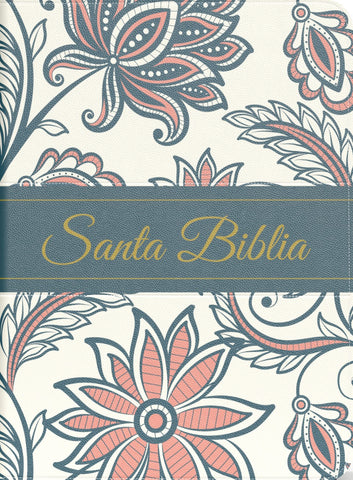 Image of Biblia RVR 1960 Compacta Letra Grande 11 Puntos Símil Piel Floral Crema