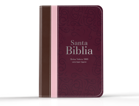 Image of Biblia RVR 1960 Letra Súper Gigante Símil Piel Tricolor Marrón Palo Rosa Guinda