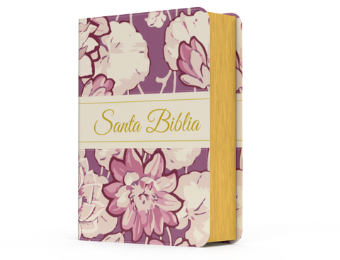 Image of Biblia RVR 1960 Compacta Letra Grande 11 Puntos Símil Piel Floral Lila