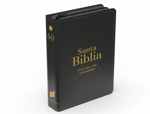 Biblia RVR 1960 Compacta Letra Grande 11 puntos Símil Piel Negro con Cierre y Índice