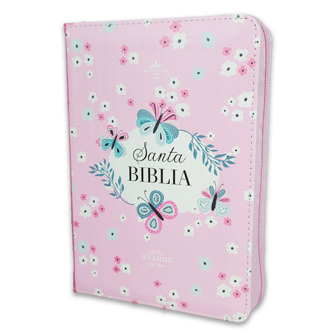 Image of BIBLIA RVR 1960 COMPACTA MARIPOSAS Y FLORES SIMIL PIEL CON INDICE CON CIERRE