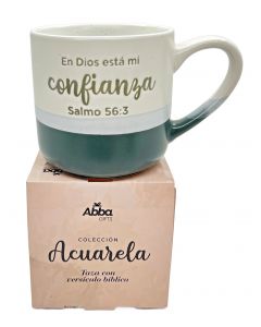 Taza 12 OZ Colección Acuarela: En Dios Está mi Confianza