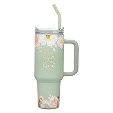 Image of He Restores My Soul 40 oz Stainless Steel Tumbler with Straw - Psalm 23:3