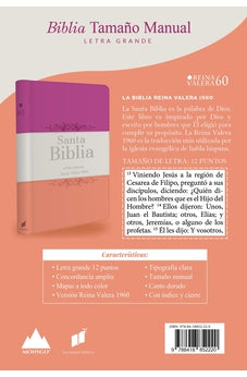 Image of Biblia RVR 1960 Letra Grande Tamaño Manual Tricolor Guinda Crema Melón con Cierre con Índice