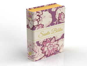 Biblia RVR 1960 Compacta Letra Grande 11 Puntos Símil Piel Floral Lila