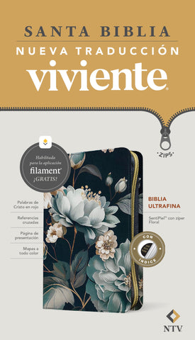 Image of Biblia NTV Ultrafina con Filament Floral Símil Piel con Índice con Cierre