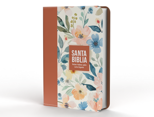 Biblia RVR 1960 Letra Gigante 14 puntos Símil Piel Flores Terracota