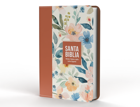 Image of BIBLIA RVR 1960 LETRA GIGANTE 14 PUNTOS SIMIL PIEL FLORES TERRACOTA