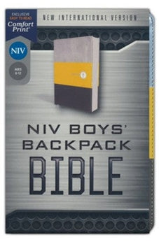 NIV BOYS BACKPACK BIBLE YELLOW GREY COMPACT