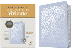 Biblia NTV Margen Amplio con Filament Símil Piel Floral Índice
