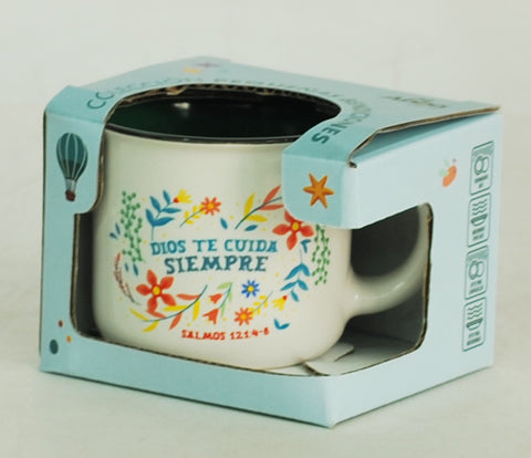 Image of Taza Pequeña 3OZ. Colección Pequeñas Bendiciones. Dios te Cuida Siempre
