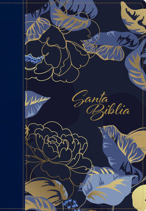 Biblia NTV Letra Grande Tamaño Manual con Filament Símil Piel Azul Oscuro Letra Roja