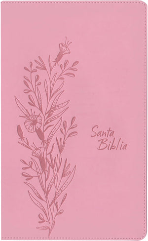 Biblia NTV Referencia Central Letra Grande con Filament  Símil Piel Rosa Letra Roja