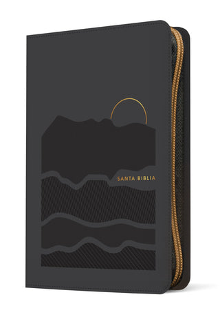 Image of Biblia NTV Ultrafina  Letra Grande con Filament Símil Piel Gris Letra Roja Cierre