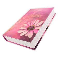Image of Biblia RVR 1960 Letra GrandeTamaño Manual Tapa Dura Flor rosa Tapa Dura