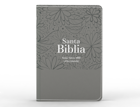 Image of BIBLIA RVR 1960 LETRA GRANDE TAMANO MANUAL SIMIL PIEL FLORES GRIS