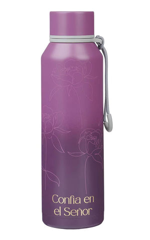 Image of Botella de Agua de Acero Inoxidable Flor de Ciruela Confía en el Señor Prov. 3:5
