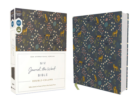 Image of NIV, Journal the Word Bible (Perfect for Note-Taking), Double-Column, Cloth over Board, Navy Floral, Red Letter, Comfort Print: Reflect, Take Notes, or Create Art Next to Your Favorite Verses