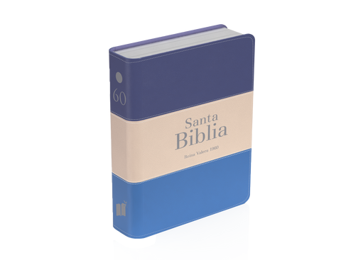 Image of BIBLIA RVR 1960 BOLSILLO SIMIL PIEL TRICOLOR AZUL OSCURO BEIGE AZUL MEDIO