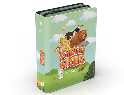 Image of BIBLIA RVR 1960 BOLSILLO PARA NINOS SELVA VINILO CON CIERRE