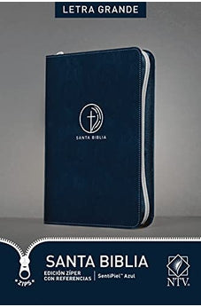 Biblia NTV Letra Grande Ultrafina de Referencias Piel Azul con Cierre