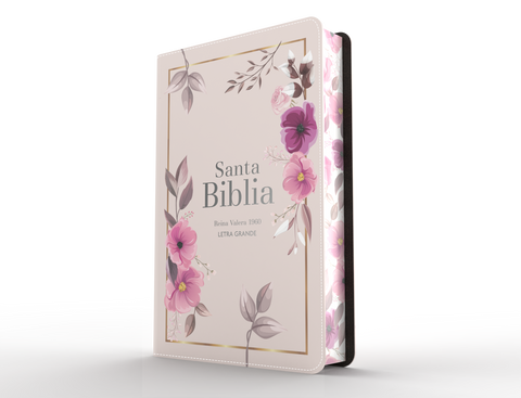 Image of BIBLIA RVR 1960 LETRA GRANDE TAMANO MANUAL SIMIL PIEL FLORES ROSADA