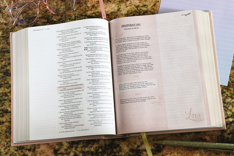 Image of NIV, Radiant Virtues Bible: A Beautiful Word Collection, Cloth over Board, Pink, Red Letter, Comfort Print: Explore the virtues of faith, hope, and love