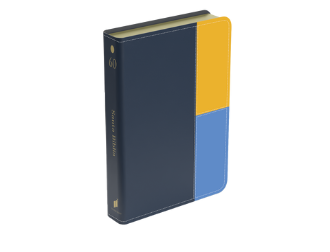 Image of BIBLIA RVR 1960 LETRA GIGANTE 14 PUNTOS SIMIL PIEL BLOQUE AZUL COBRE GRIS CADETE