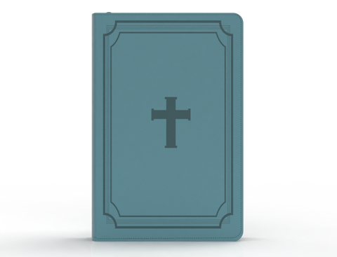 Image of BIBLIA RVR 1960 LETRA GRANDE TAMANO MANUAL CRUZ AZUL ACERO CON CIERRE E INDICE