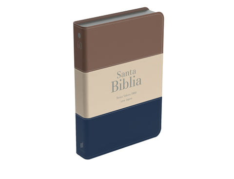Image of BIBLIA RVR 1960 LETRA GIGANTE 14 PUNTOS SIMIL PIEL TRICOLOR MARRON BEIGE AZUL