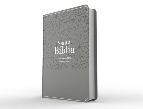 Image of BIBLIA RVR 1960 LETRA GRANDE TAMANO MANUAL SIMIL PIEL FLORES GRIS