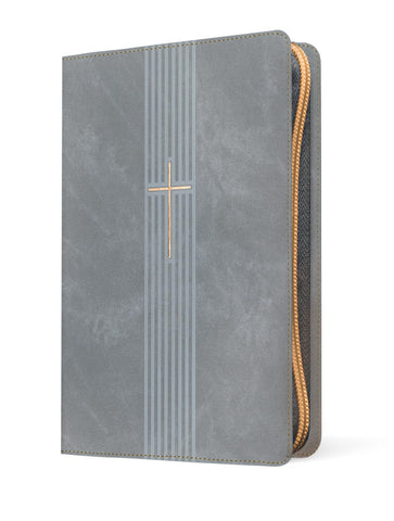 Image of Biblia NTV Referencia Central Letra Grande con Filament Símil Piel Cierre Gris Índice Letra Roja