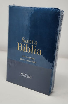 Image of Biblia RVR 1960 Letra Grande Tamaño Manual Azúl Acero con Cierre con Índice