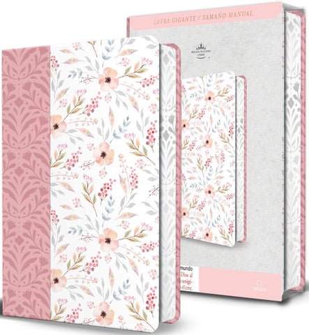 Image of Biblia RVR 1960 Letra Gigante Rosada con Flores Símil Piel