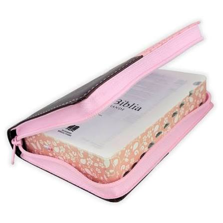 Image of Biblia RVR 1960 Tapa PU Rosa Marrón Quinceañera