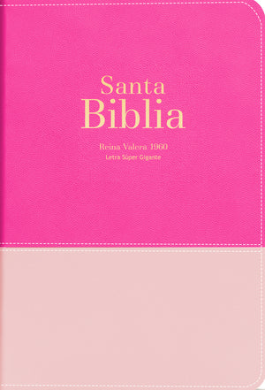 Biblia RVR 1960 Letra Súper Gigante Símil Piel Duotone Rubor Frambuesa