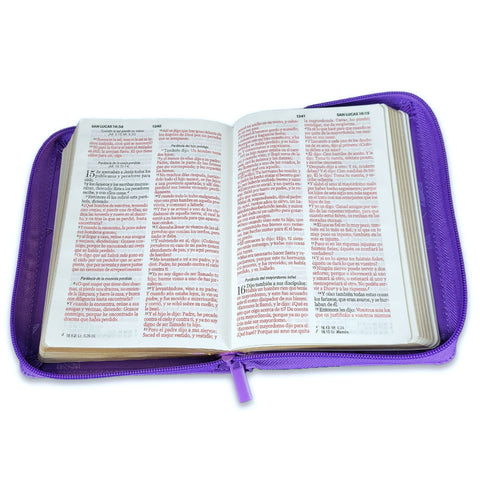 Image of BIBLIA RVR 1960 COMPACTA LILA HOJAS PRIMAVERA SIMIL PIEL CON CIERRE