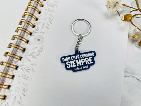 Image of Llavero Caucho. Dios está Conmigo Siempre