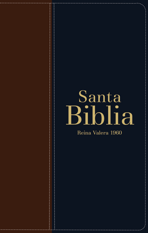 Biblia RVR 1960 Letra Grande Tamaño Manual Símil Piel DuoTone Marrón Azul Marino