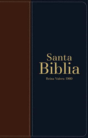 Image of BIBLIA RVR 1960 LETRA GRANDE TAMANO MANUAL SIMIL PIEL DUOTONE MARRON AZUL MARINO
