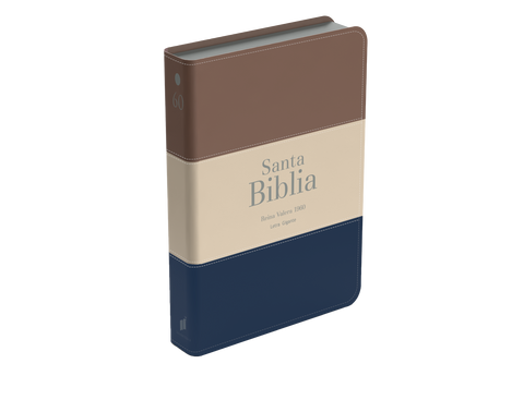 Image of BIBLIA RVR 1960 LETRA GIGANTE 14 PUNTOS SIMIL PIEL TRICOLOR MARRON BEIGE AZUL