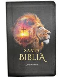 Biblia RVR 1960 Tamaño Manual Letra Grande Colección Supreme Negro León Cruces Símil Piel