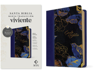 Biblia NTV Letra Grande Tamaño Manual con Filament Símil Piel Azul Oscuro Letra Roja